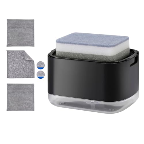 5-in-1 Kitchen Soap Dispenser with Sponge Holder & Rags