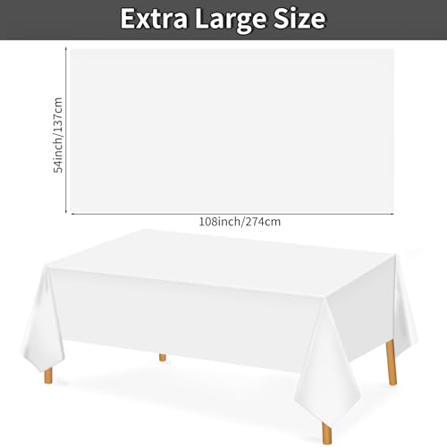 Lemicin 2-Pack White Disposable Tablecloths 54x108 Inch for Parties