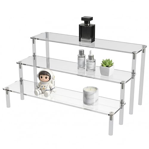 CRLYUXA 1 Pack 3-Tier Acrylic Perfume Organizer Stand - Clear Display Riser