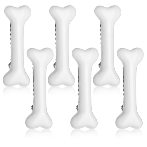 6 PCS White Dog Bone Hair Clips Cute Hairpins for Halloween Costumes