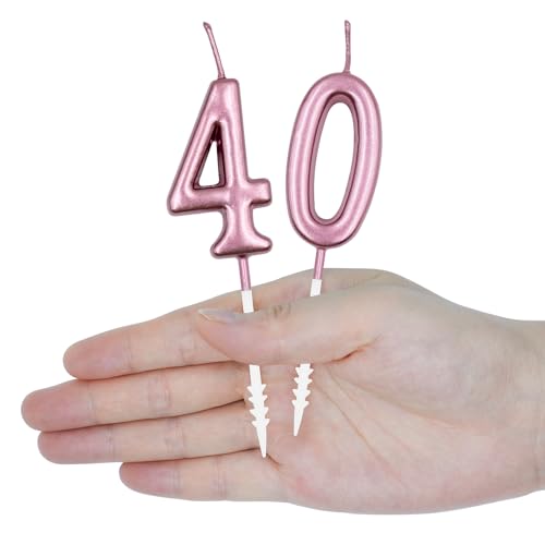 Rose Gold Birthday Candles Set - Numbers 98 & 89 for Cake