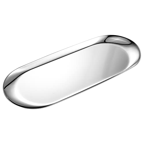 Bidponds Stainless Steel Oval Vanity Tray - 11.8 x 4.8 Inch Jewelry Organizer