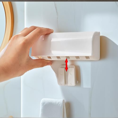 Wall-Mounted Toothbrush Holder with Cover - 6 Slot Organizer
