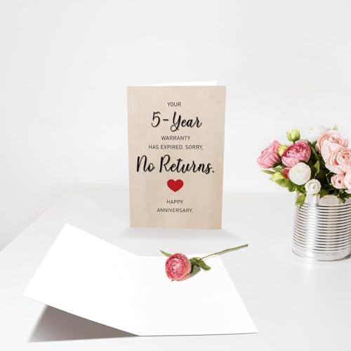 Humorous 5th Anniversary Card for Husband & Wife - 8x5.3in