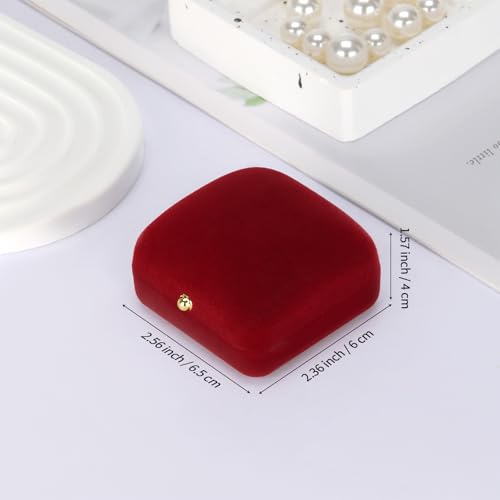 KUKUVR Red Velvet Jewelry Ring Box for Proposal - 2 Pcs