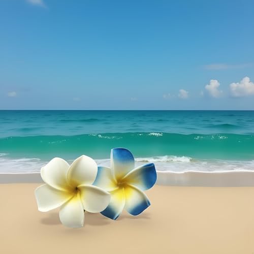 Plumeria Flower Hair Clips 7cm Hawaiian Foam Hair Accessories 2 Pcs
