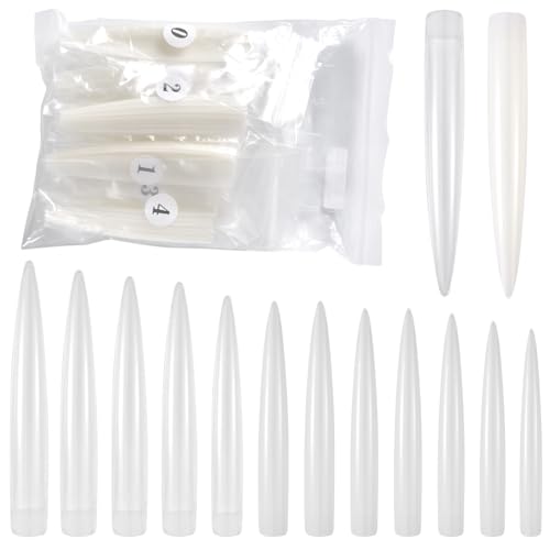 KADS Extra Long Stiletto Nail Tips Clear Half Cover Acrylic False Nails