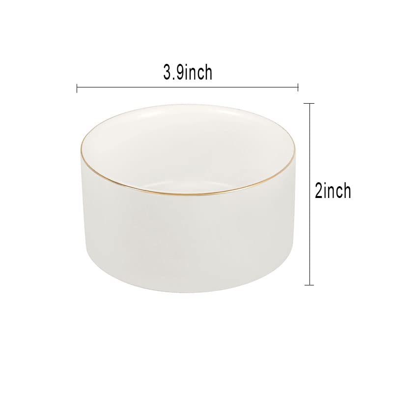 White Ceramic Paper Clip Holder with Gold Trim - Desk Organizer