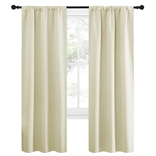 NICETOWN Blackout Curtains for Living Room, 2 Panels Beige, 34x72 Inches, Room Darkening Thermal Insulated Window Drapes Set of 2