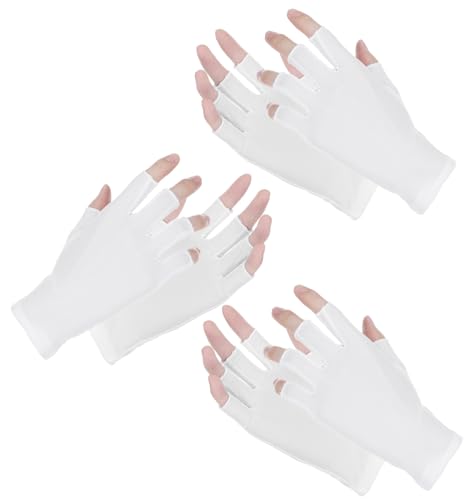 Cotton Fingerless Gloves for Dry Hands, Eczema Relief & Spa Care - 3 Pairs