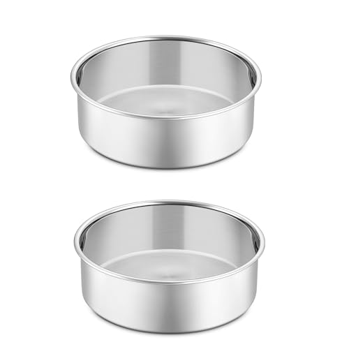 P&P CHEF 5 Inch Stainless Steel Cake Pan Set of 2 - Non-Toxic, Easy Clean & Leak-Proof