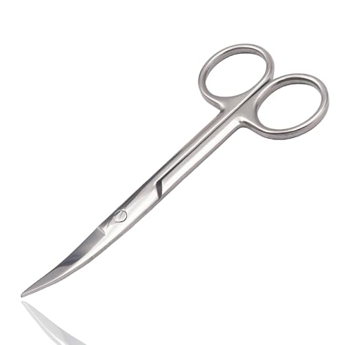TIKIYOUN 5.12-Inch Curved Grooming Scissors - Stainless Steel Cuticle, Nail, Eyebrow & Mustache Trimmer