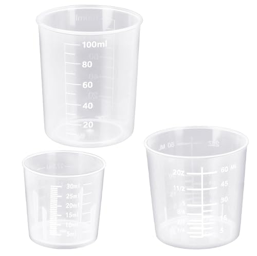 DTDNZKN 3-Pack Measuring Cups Set - BPA-Free Plastic, 30/60/100ml