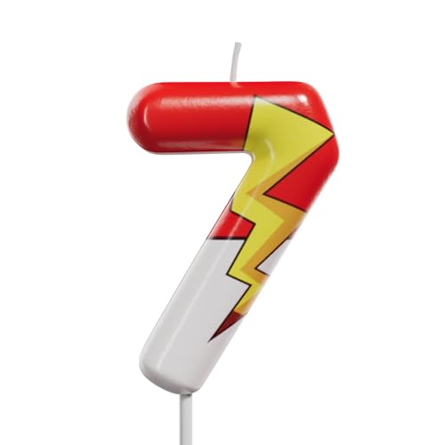 Red White Lightning Number Candle for Kids' Birthday Cake