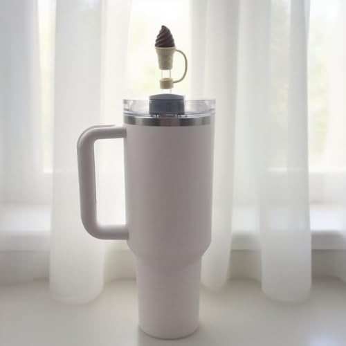 Ice Cream Straw Cover for Stanley Cup 10mm Silicone Straw Topper Brown