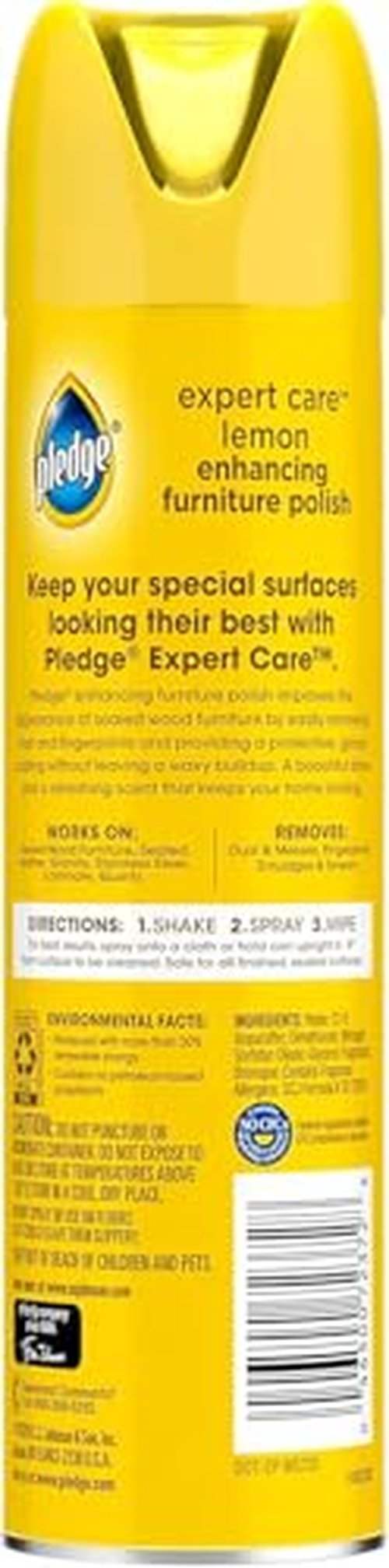 Pledge Enhancing Polish, Furniture & Wood Spray, Lemon Scent, 9.7oz (Pack of 3)