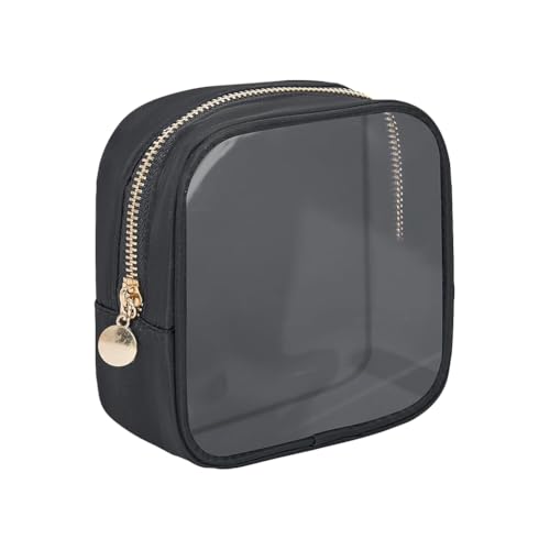 ccHuDE Clear Mini Makeup Bag Transparent Travel Toiletry Pouch Black