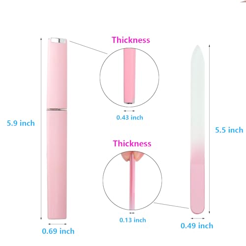 Glass Nail Files 3 Pack with Cases Professional Double Sided Crystal