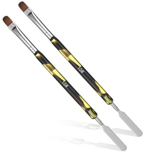 Bruislard 2 Pcs Dual-Ended Nail Art Brushes & Stirring Rod for Gel Nails