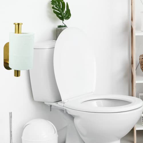 Kinbrace Self-Adhesive Toilet Paper Holder - Brushed Gold Stainless Steel