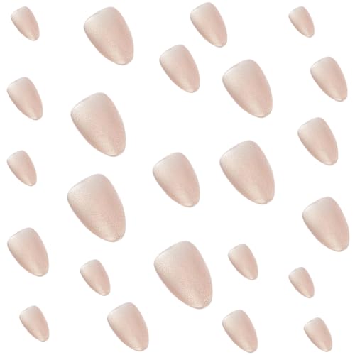 Cat Eye Press On Nails Almond Medium Pink Mermaid Reusable False Nails