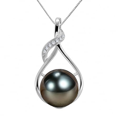 Tahitian Black Pearl Necklace Gift for Women, Wife, Mom - Anniversary Jewelry