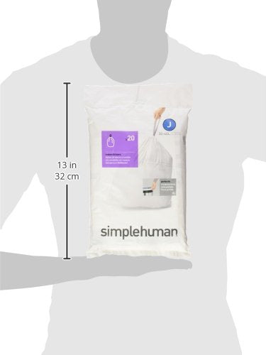 simplehuman Code J Drawstring Trash Bags - 20 Count, 30-45L