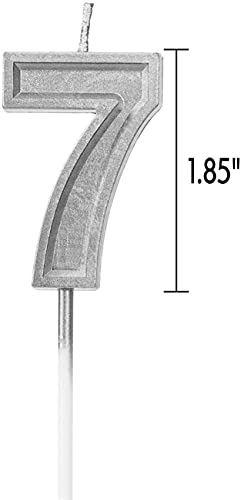 Silver Glitter Number 7 Birthday Candle - Premium Quality Cake Topper