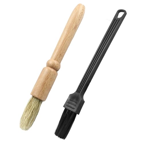 Coufce 2 Pack Coffee Grinder Cleaning Brush Set - Wood & Nylon