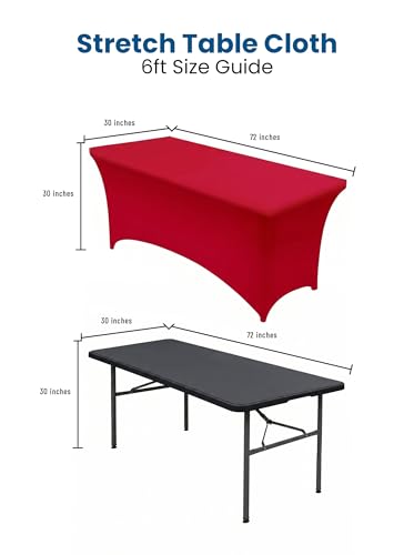 Utopia Kitchen 6ft Spandex Table Cloth - 2 Pack, Red Stretch Fitted Cover