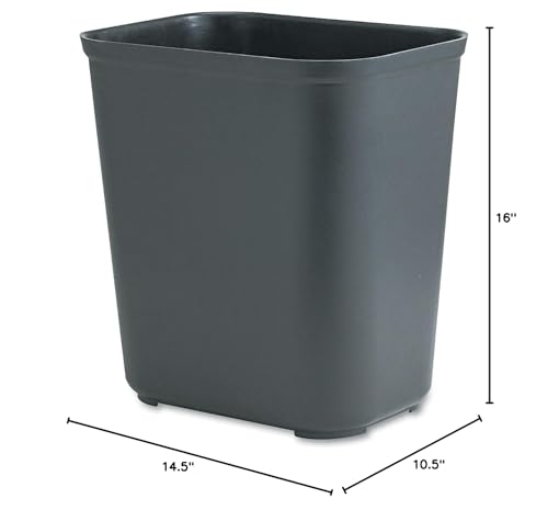 Rubbermaid Commercial Products Fire Resistant Wastebasket 7GAL/28 QT, Black, for Hospitals/Schools/Hotels/Offices
