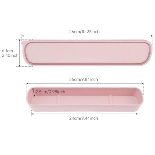 Pink Portable Flatware Box - Travel Cutlery Storage Case, 9.84 x 2.40 inch