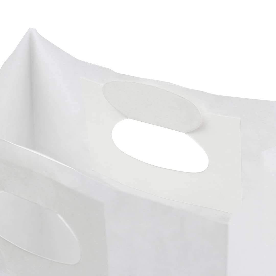 Restaurantware-Bag Tek 11 x 7 Inch Paper Take Out Bags, 100 With Handles Paper Shopping Bags - Rectangle, Medium, White Paper Gift Bags, Sturdy, For Shopping, Parties, Or Take Out
