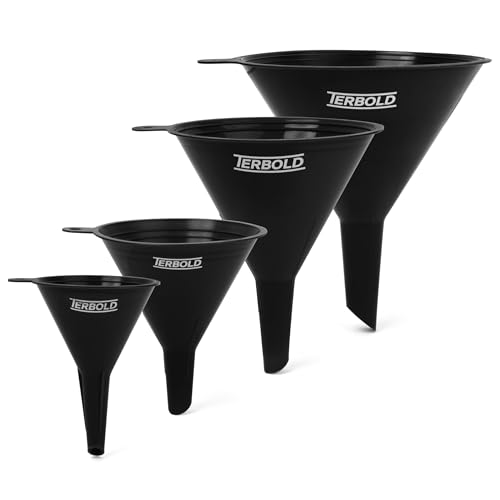 Terbold 4-Piece Black Funnel Nesting Set - Kitchen & Utility Use