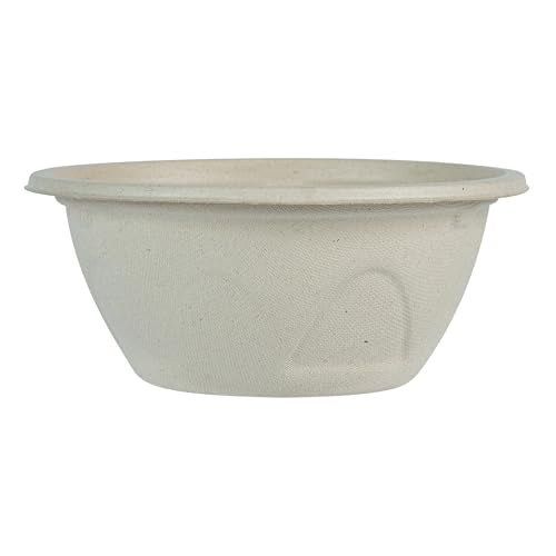 Restaurantware Pulp Tek 32 Ounce Bagasse Bowls 100 Grease Impervious Salad Bowls - Lids Sold Separately Microwavable Bagasse Bowls Reinforced Rim Freezable Unbleached For Salads Or More