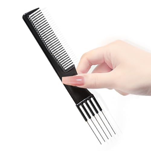 Teasing Comb with Metal Pick 2-Pack Hair Styling Tool Black
