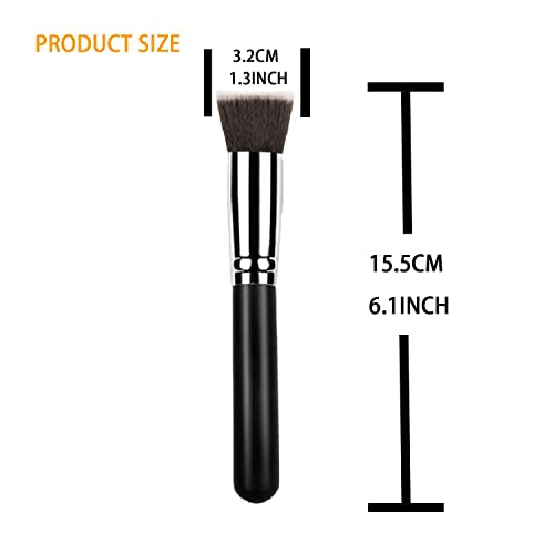 Flat Kabuki Foundation Brush - Soft Synthetic Makeup Brush for Liquid & Powder