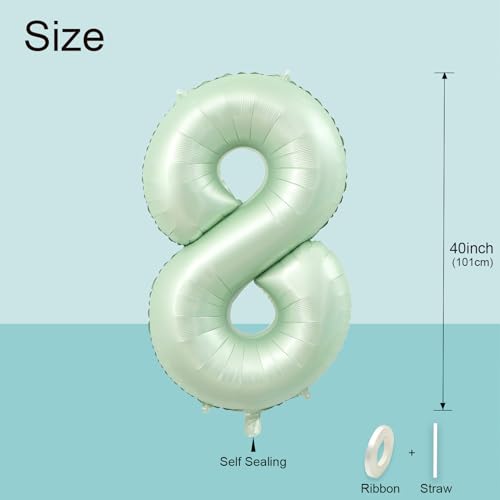 40 Inch Olive Green Number 8 Balloon - Foil Mylar Decoration