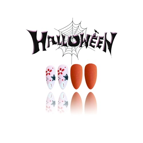 Halloween Press on Nails Medium Almond Matte False Nails 24PCS