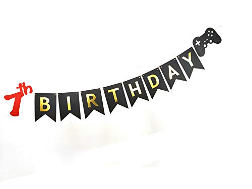 Video Game 7th Birthday Banner for Boys - Gamer Party Decoration