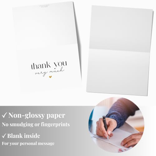 Elegant Thank You Cards with Envelopes - Pack of 40, Gold Foil Design
