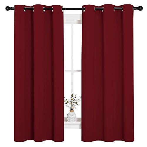 NICETOWN Burgundy Red Blackout Curtains Set 42x63 Inches - Pack of 2, Light-Blocking, Insulating Window Drapes