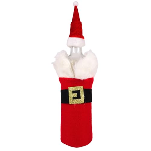 Needzo Santa Claus Hat and Coat Wine Bottle Cover 5.5 x 9 Inches