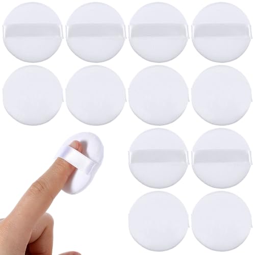 Tiesome Mini Finger Powder Puffs 12 Pcs Soft Makeup Sponges White