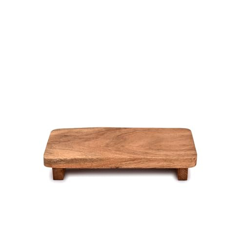 EDHAS Acacia Wood Soap Dispenser Tray, 9-Inch Rustic Sink Organizer
