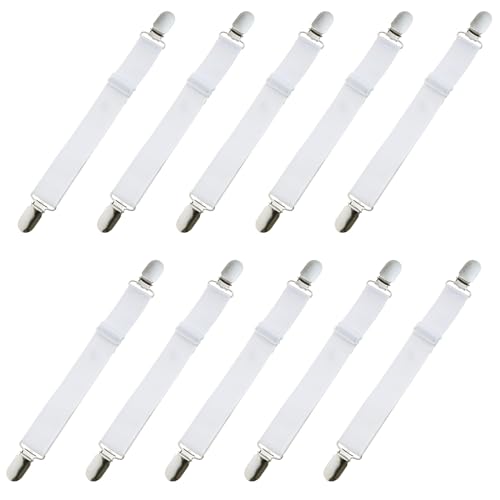 ZZHXSM 10-Piece Adjustable Elastic Sheet Straps and Bed Sheet Fasteners
