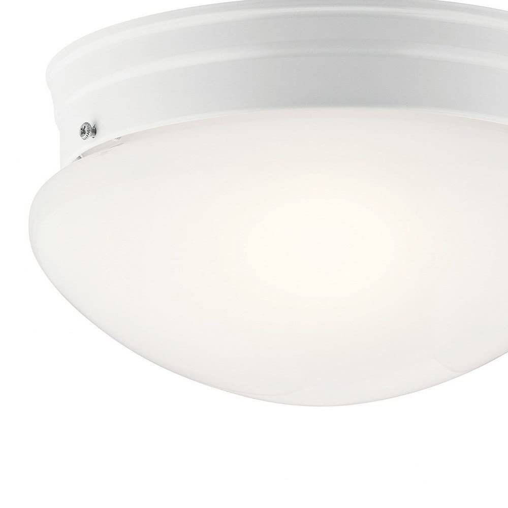 Kichler Ceiling Space 9" 2 Light Flush Mount with White Globe in Brushed Nickel