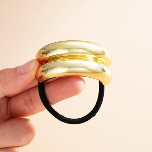 Veloshine Gold Hair Ties Metal Geometric Hair Cuffs for Thick Hair
