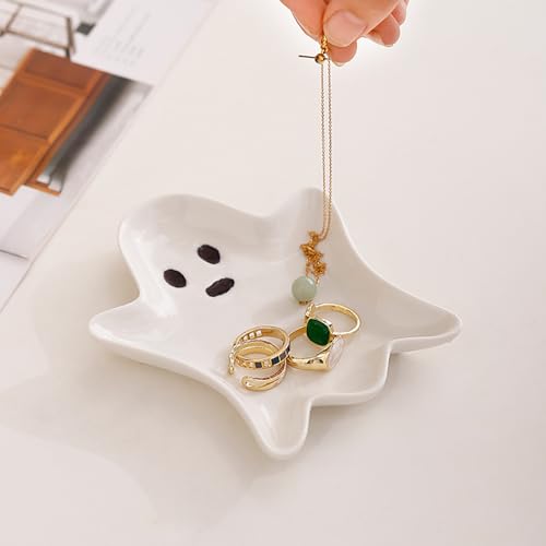 Ceramic Ghost Trinket Dish | Halloween Jewelry Storage Tray