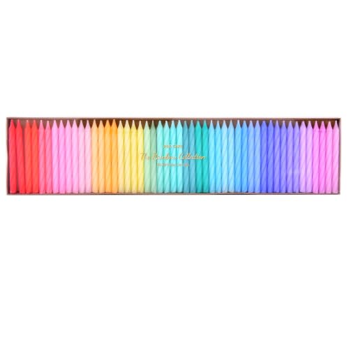 Rainbow Spiral Birthday Candles - 50 Colorful Long Burn Cake Toppers